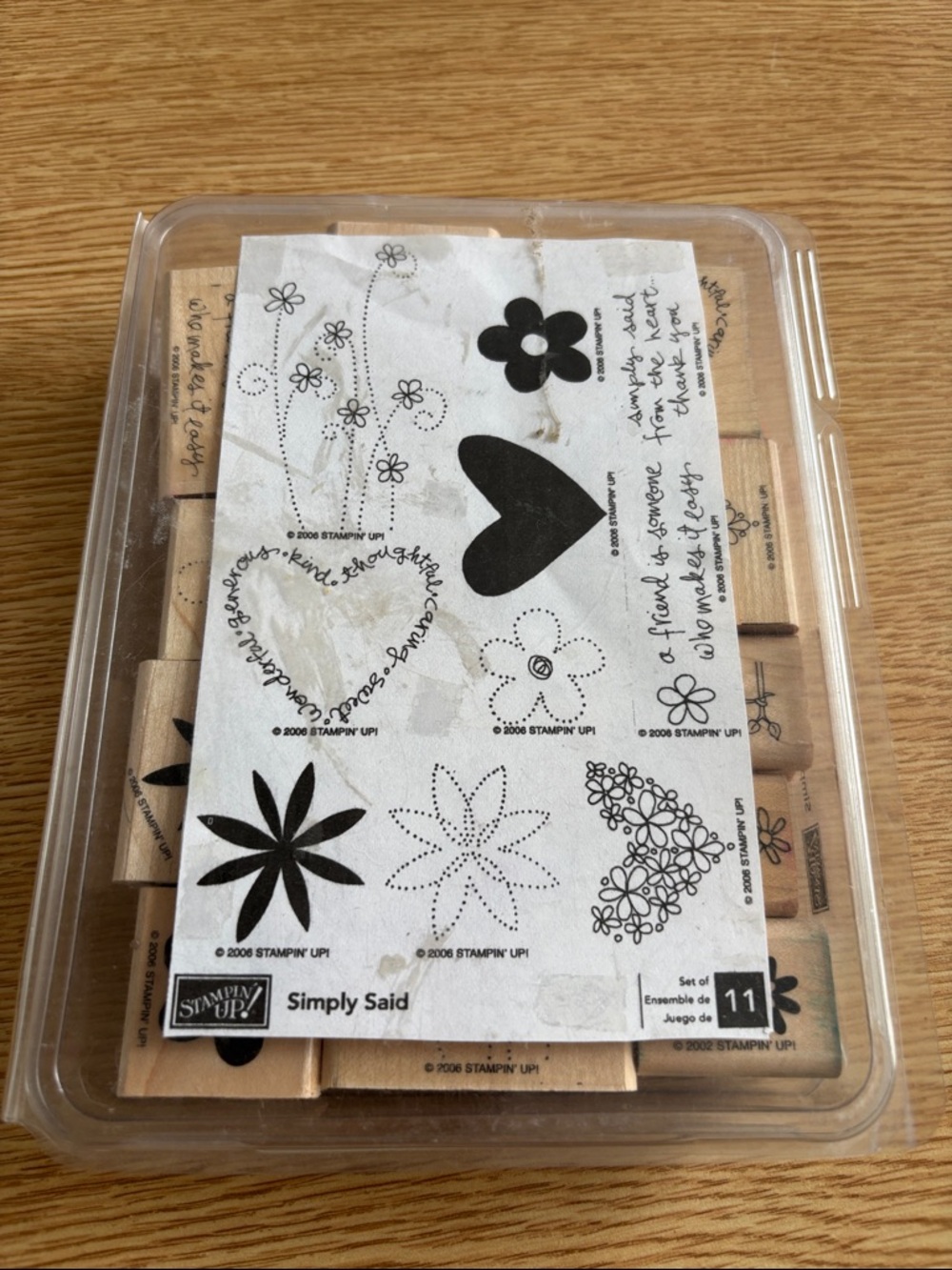 Stampin' Up! Simply Said Wood Mount Stamp Set - Black, Natural Wood some extras